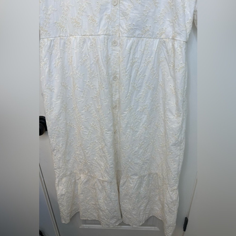 Nwt Roolee Off-White Eyelet Midi Dress Size L — image 3 of 8